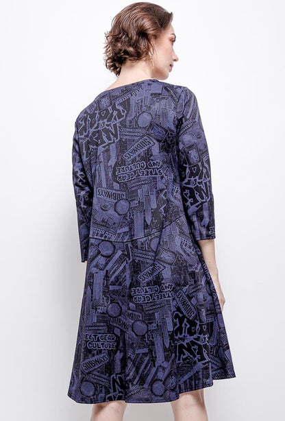 Plus Size Tryckt Klänning