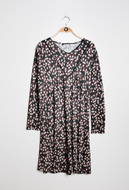 Plus Size Printed Dress med Fickor