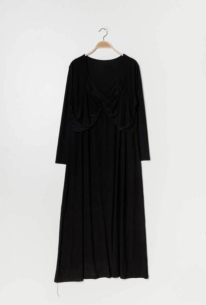 Plus Size Maxi Klänning med Knyt Framsidan
