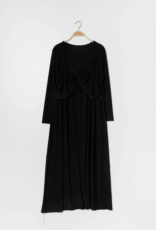Plus Size Maxi Klänning med Knyt Framsidan