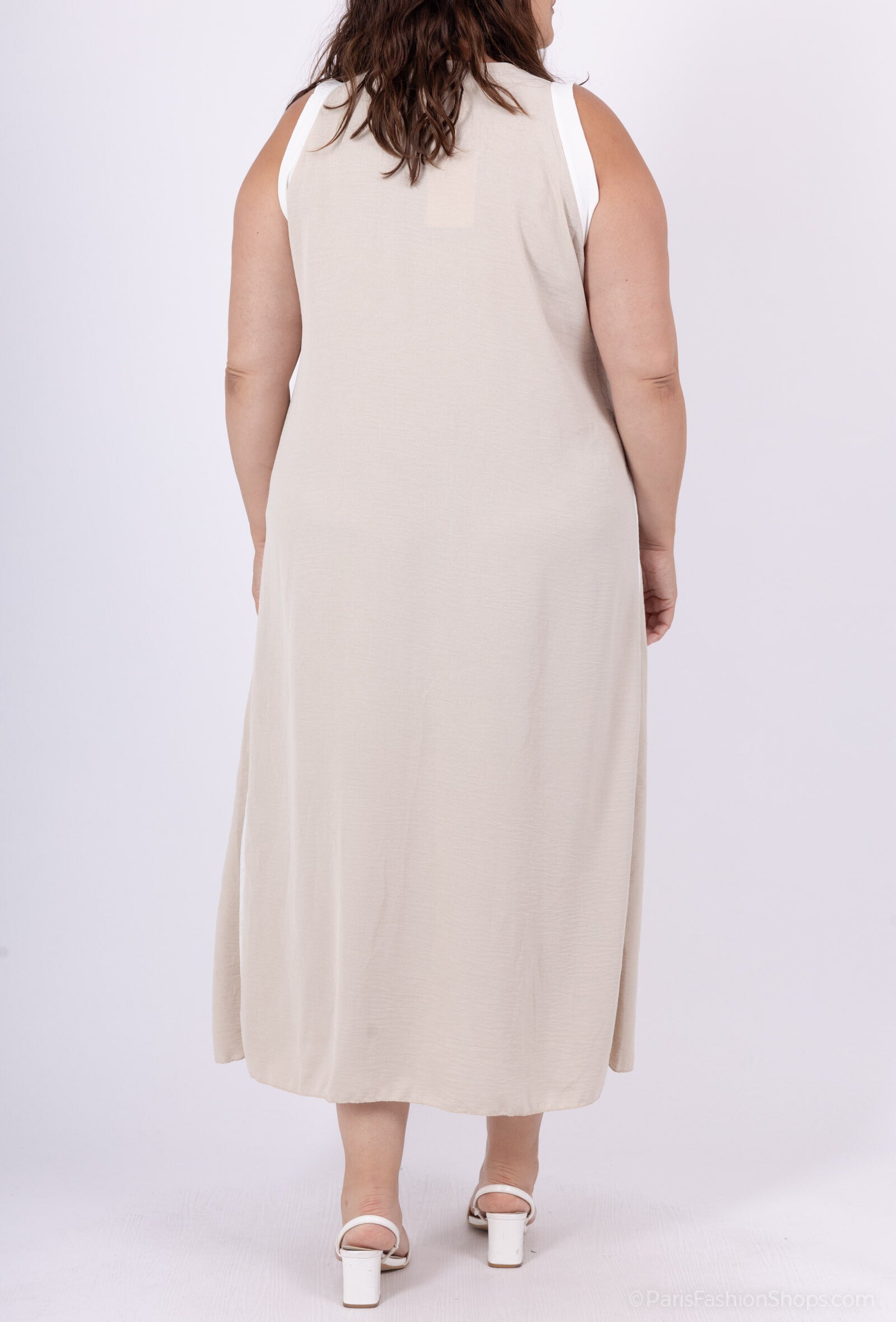 Plus Size Lång Tvåfärgad Utsvängd Klänning Storlek 38 till 52