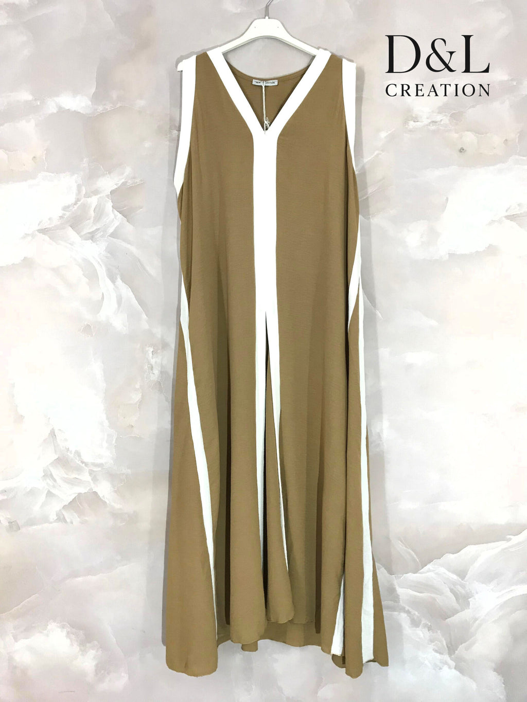 Plus Size Long two-tone flared dress size 38 to 52