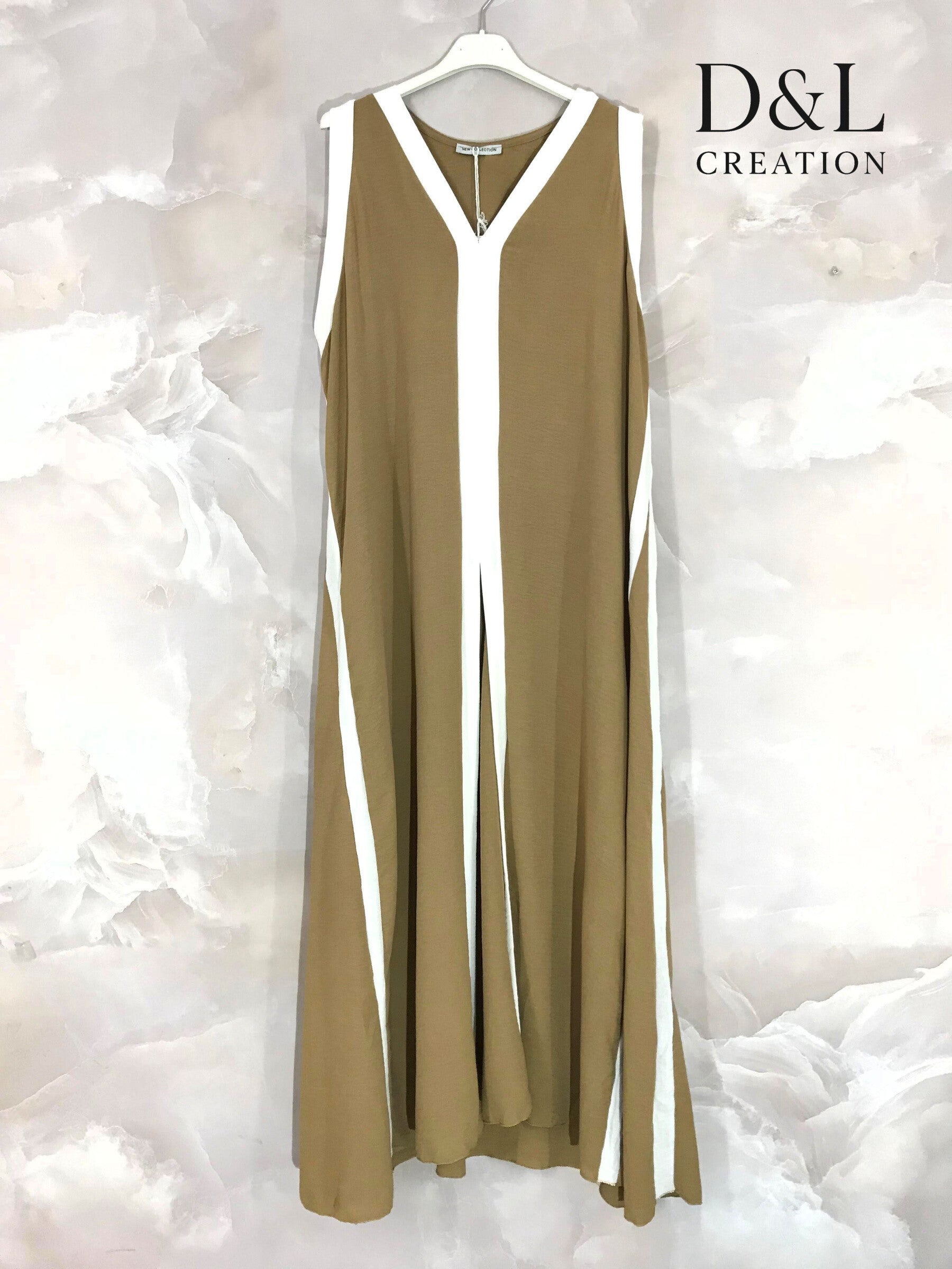 Plus Size Long two-tone flared dress size 38 to 52