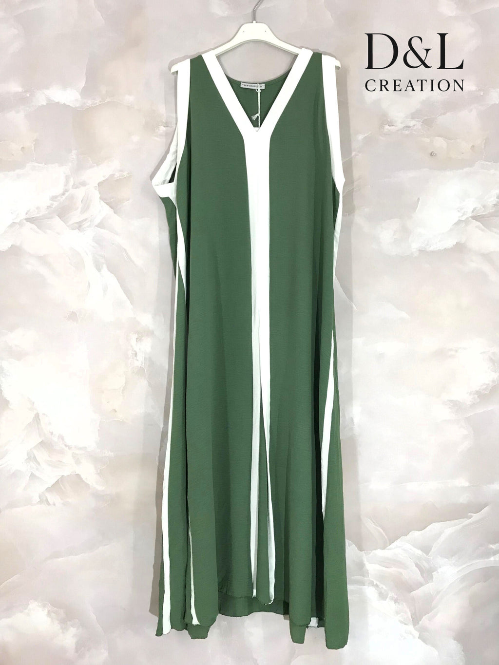 Plus Size Long two-tone flared dress size 38 to 52