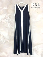 Plus Size Long two-tone flared dress size 38 to 52