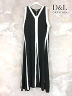 Plus Size Long two-tone flared dress size 38 to 52