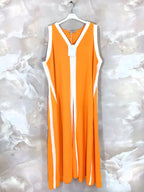 Plus Size Long two-tone flared dress size 38 to 52