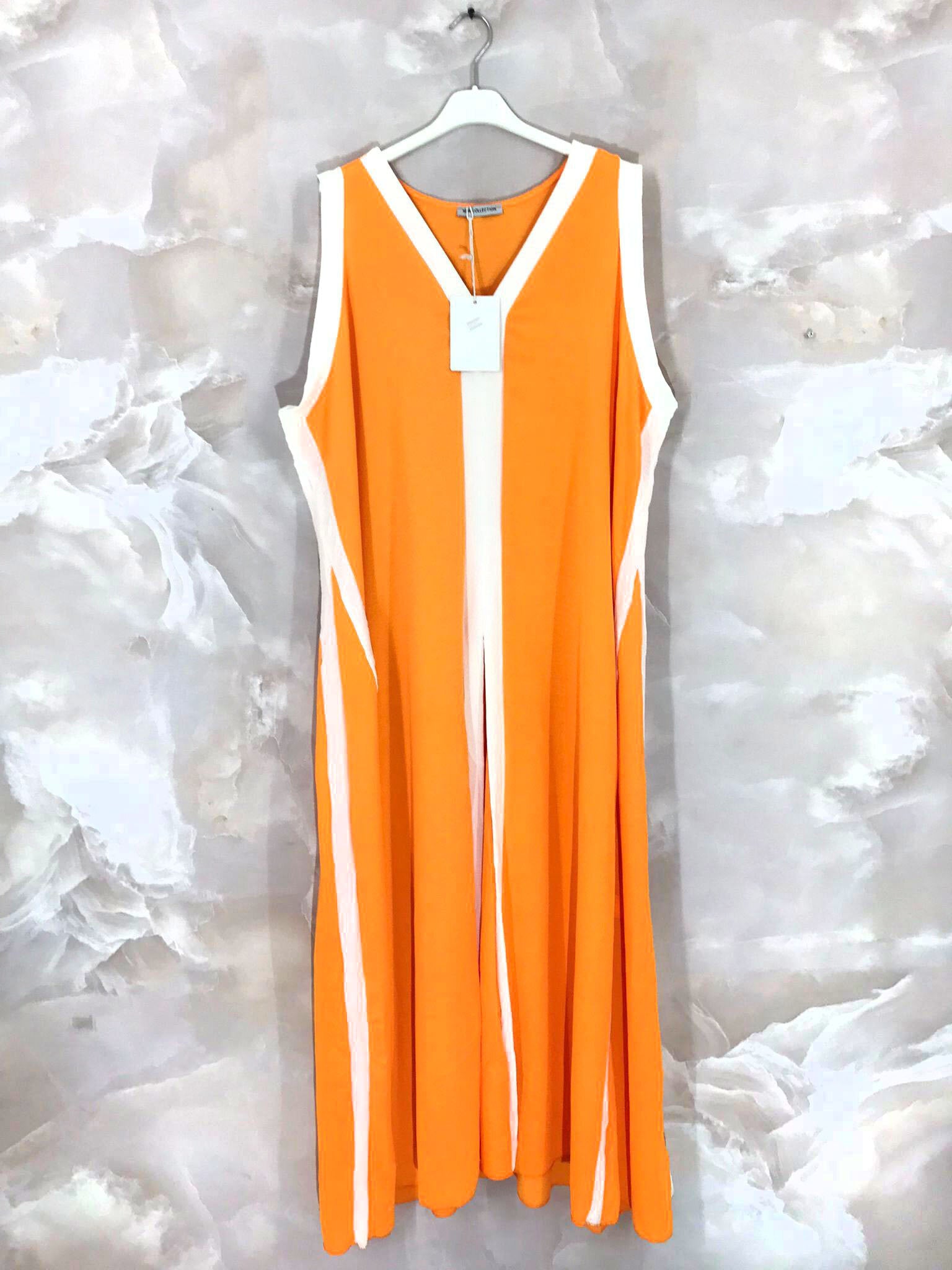 Plus Size Long two-tone flared dress size 38 to 52