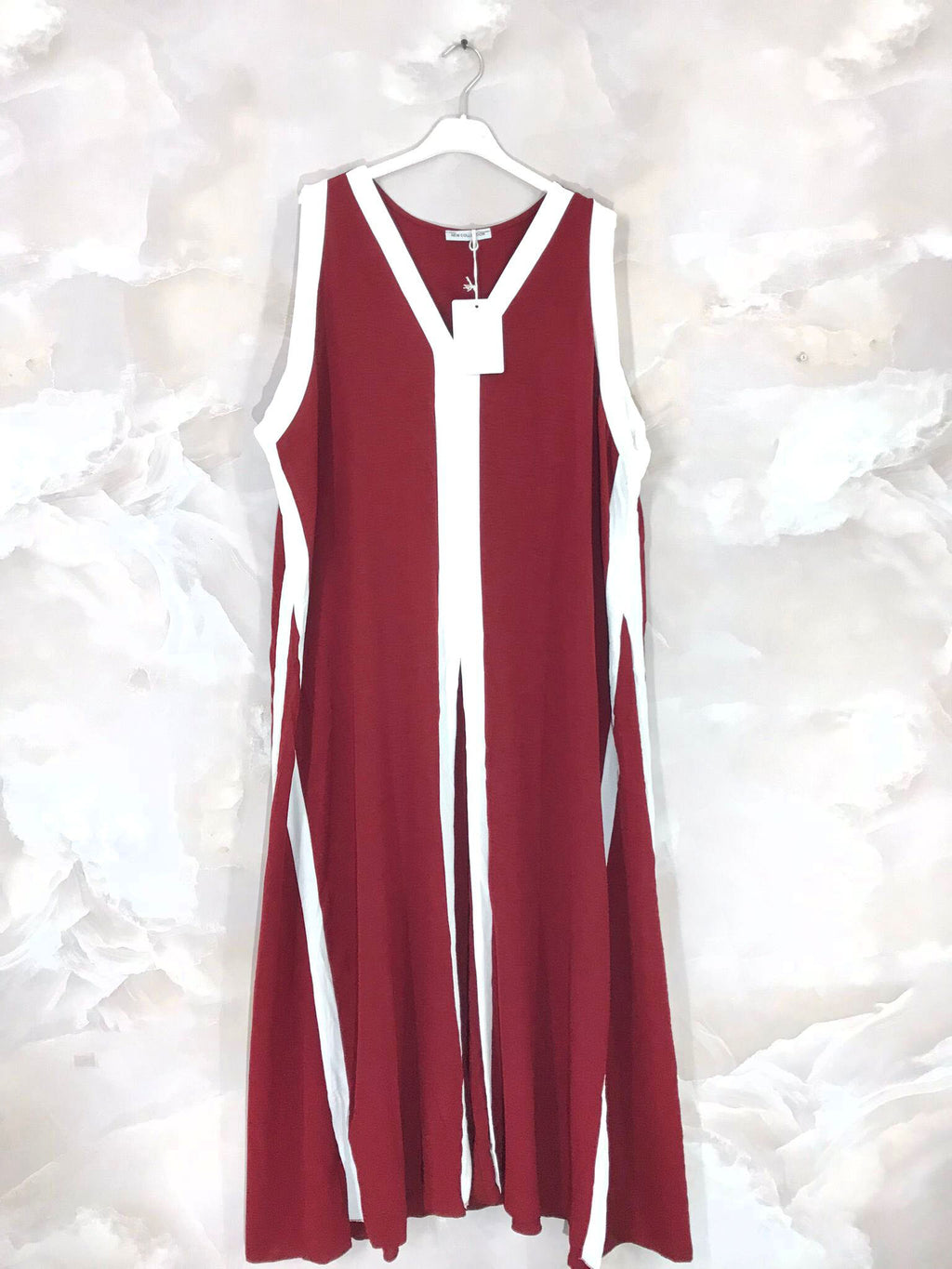 Plus Size Long two-tone flared dress size 38 to 52