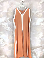 Plus Size Long two-tone flared dress size 38 to 52