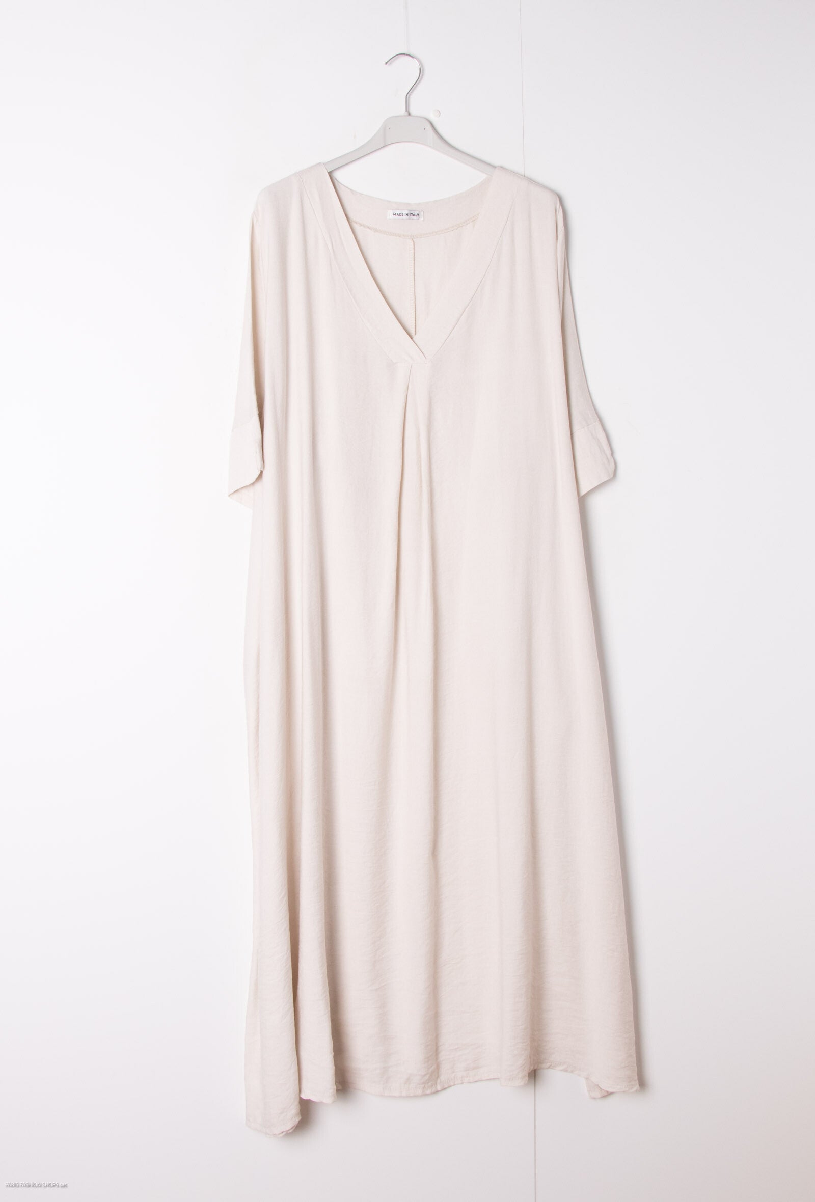 Plus Size Long V-neck trapeze dress with 2 pockets