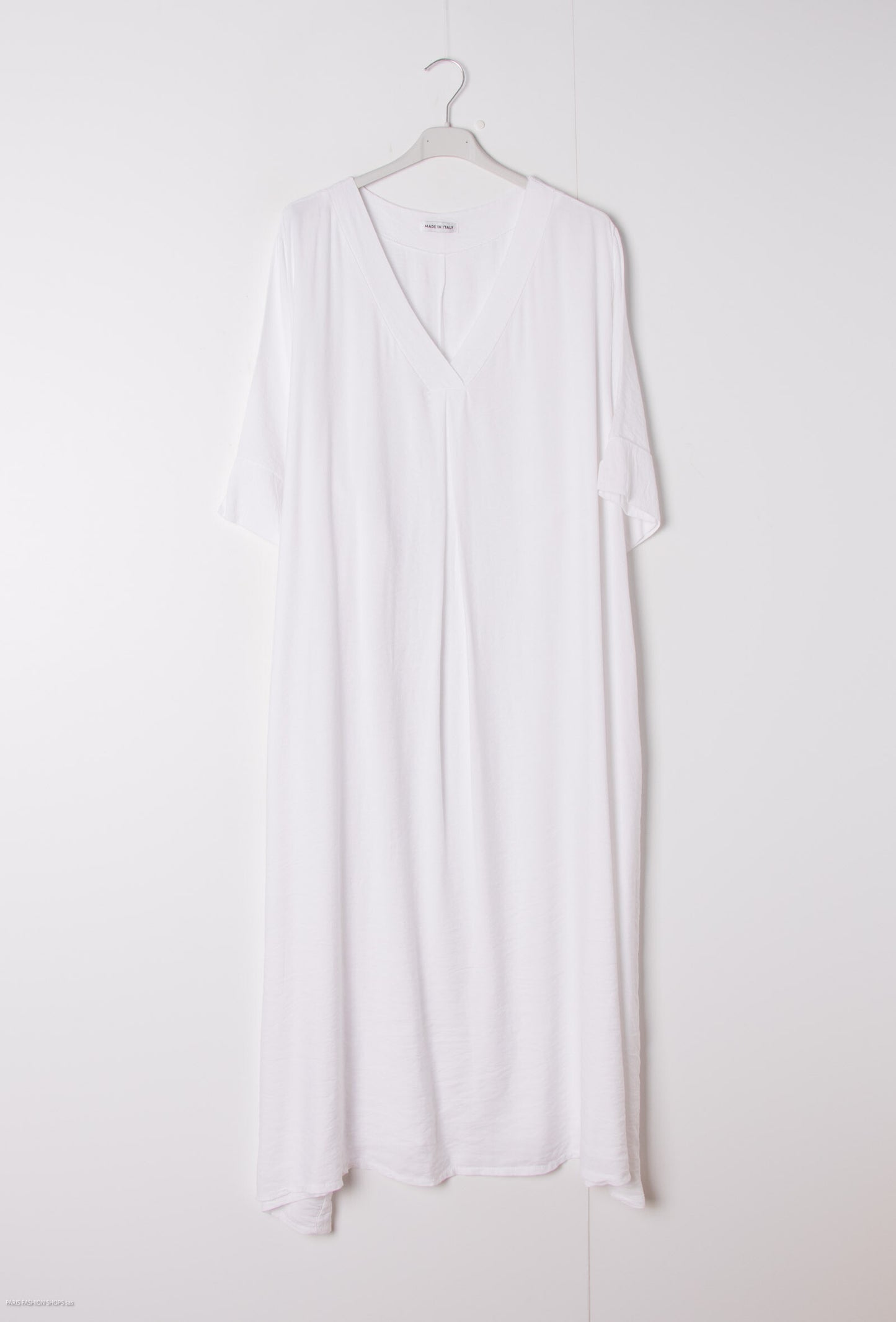 Plus Size Long V-neck trapeze dress with 2 pockets