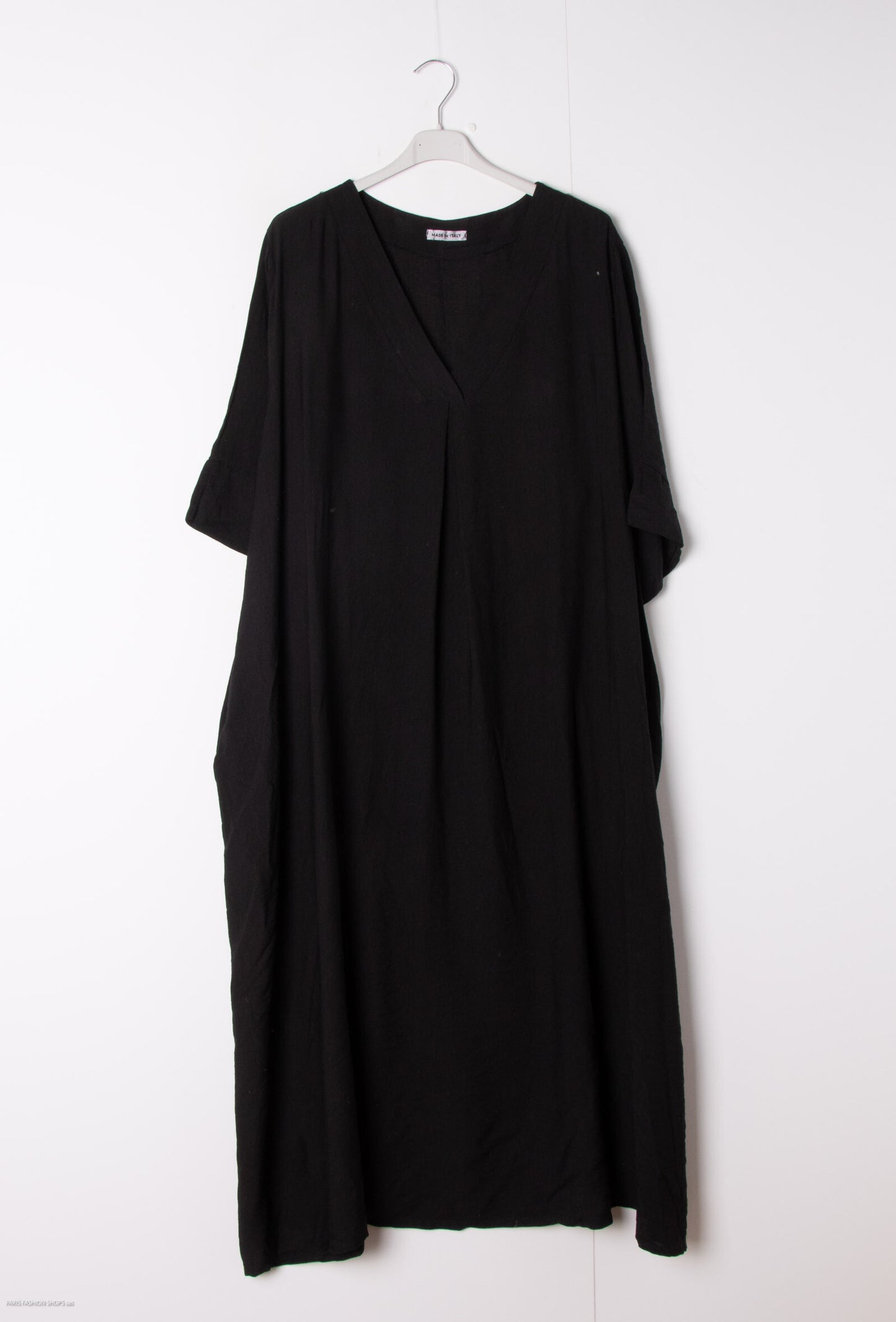 Plus Size Long V-neck trapeze dress with 2 pockets