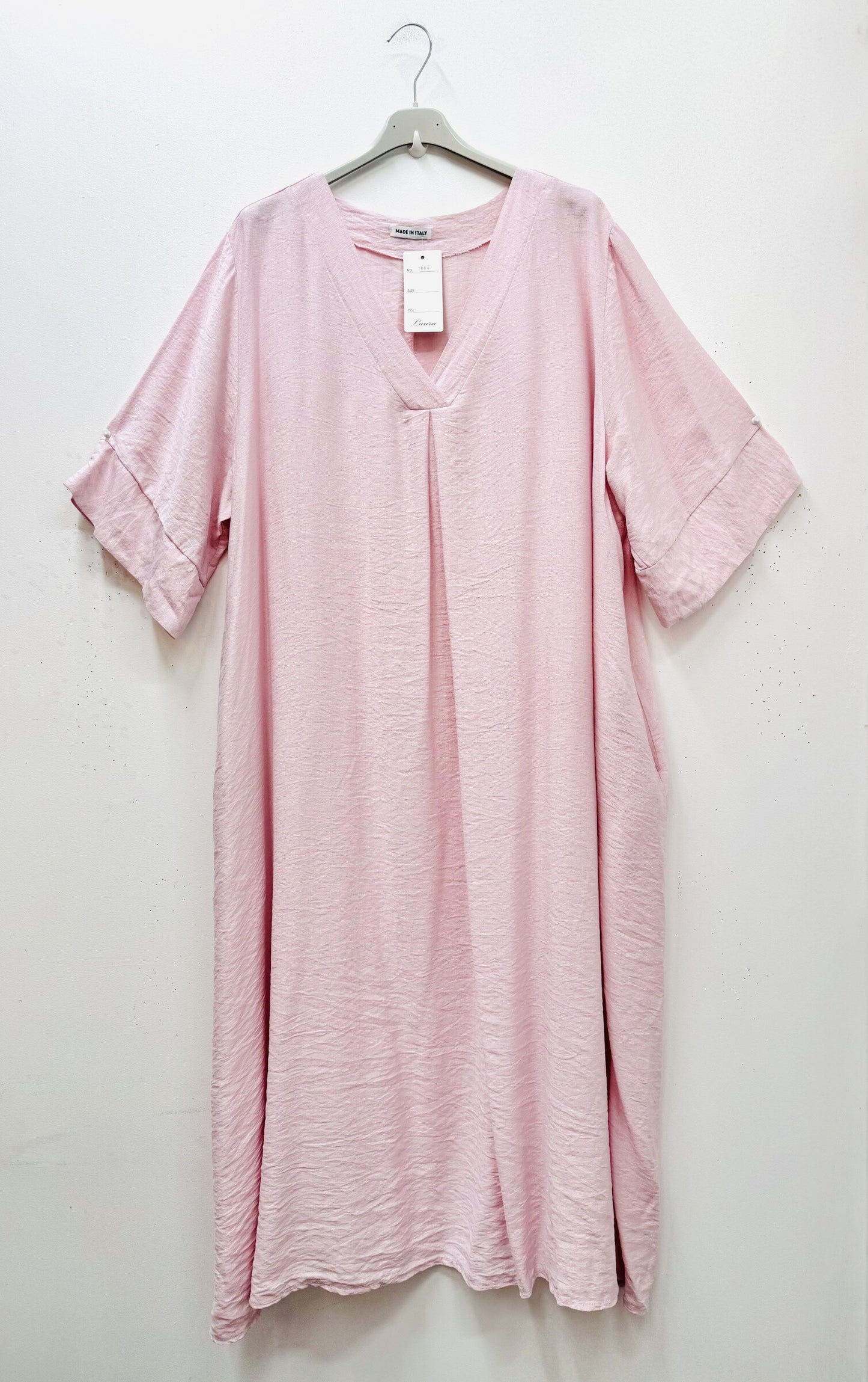 Plus Size Long V-neck trapeze dress with 2 pockets
