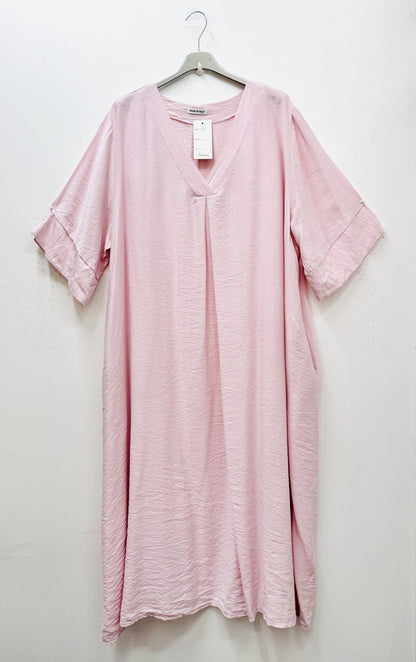 Plus Size Long V-neck trapeze dress with 2 pockets