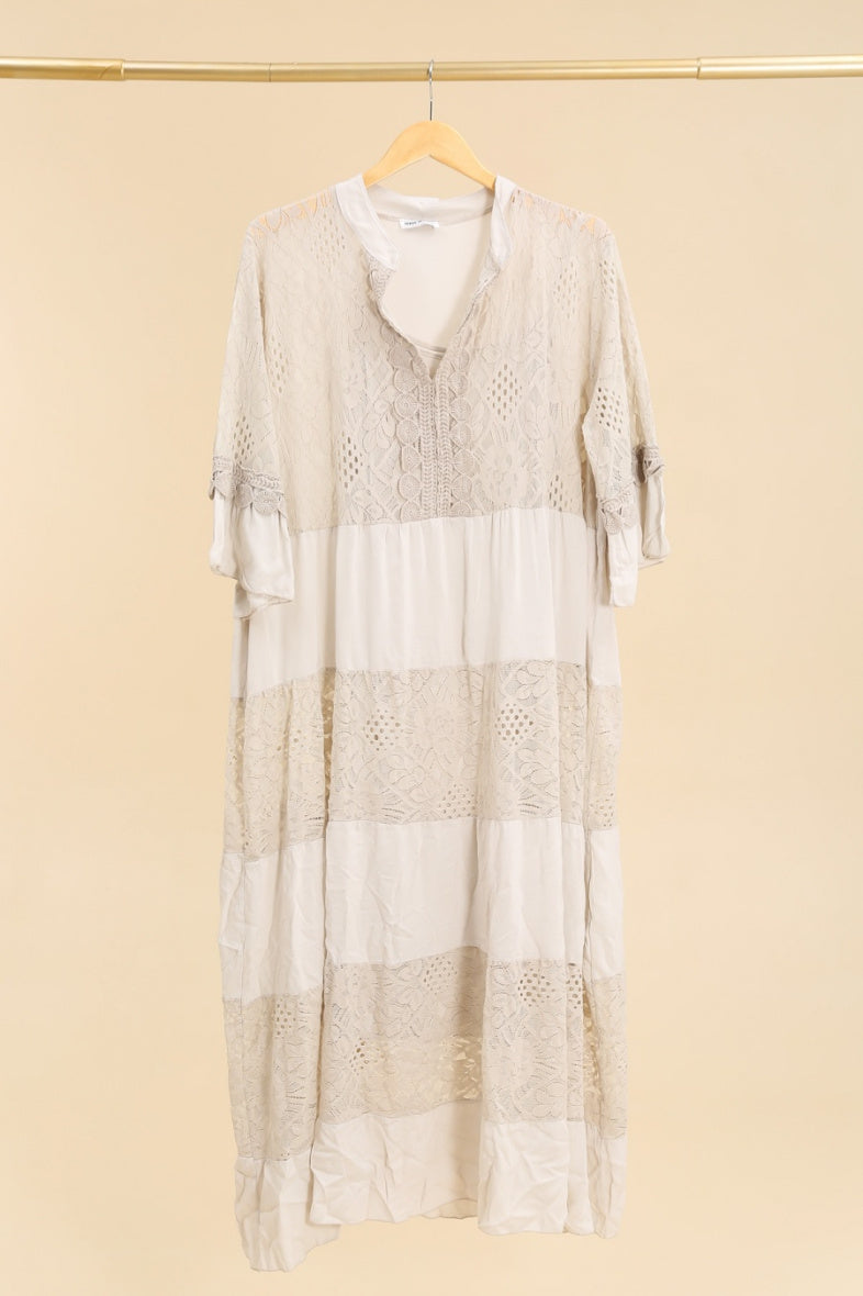 Plus Size Long lace dress with overlay effect