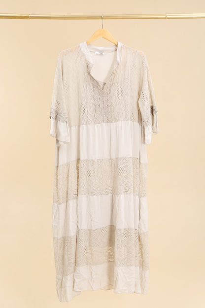 Plus Size Long lace dress with overlay effect
