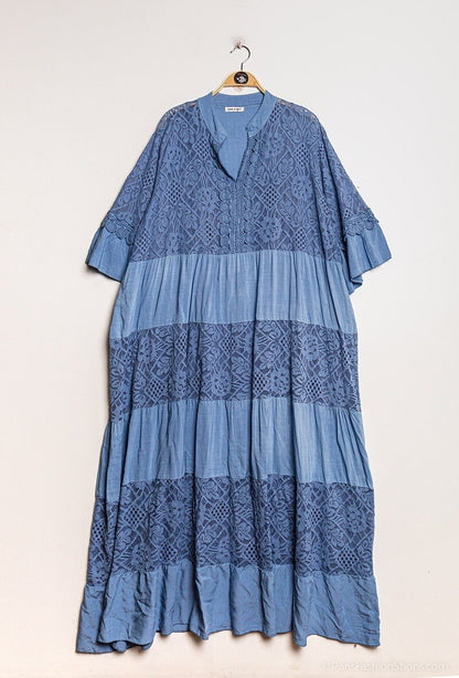 Plus Size Long lace dress with overlay effect