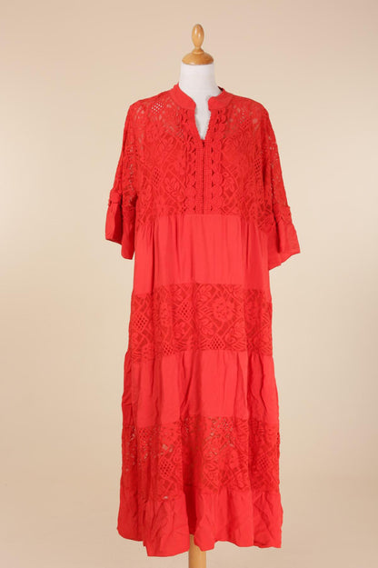 Plus Size Long lace dress with overlay effect