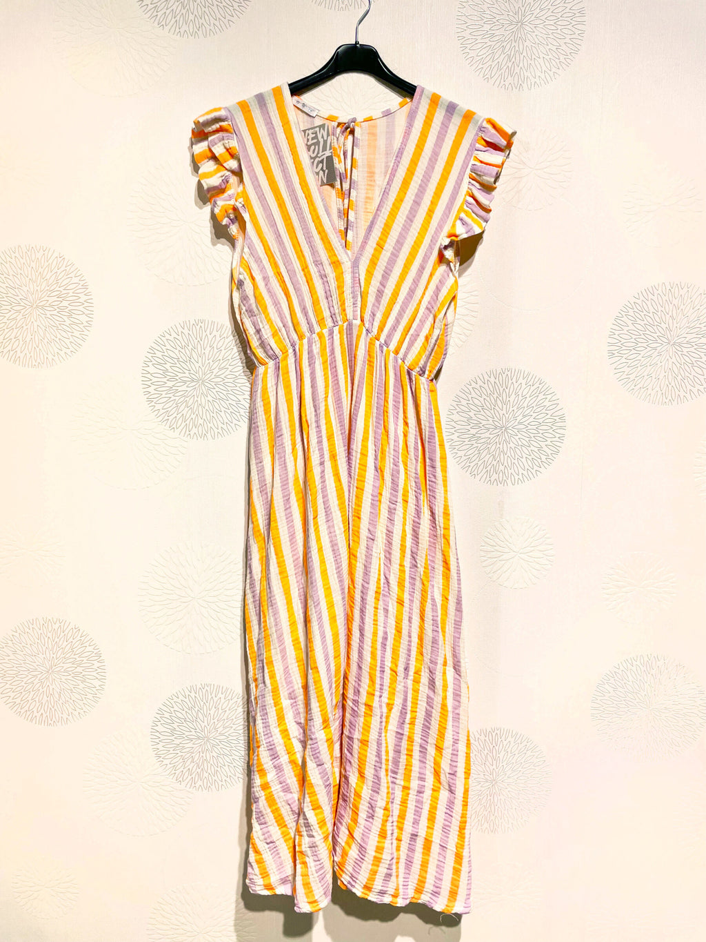 Plus Size Long v -neck dress with ties with fluorescent stripes T38 to T44
