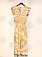 Plus Size Long v -neck dress with ties with fluorescent stripes T38 to T44