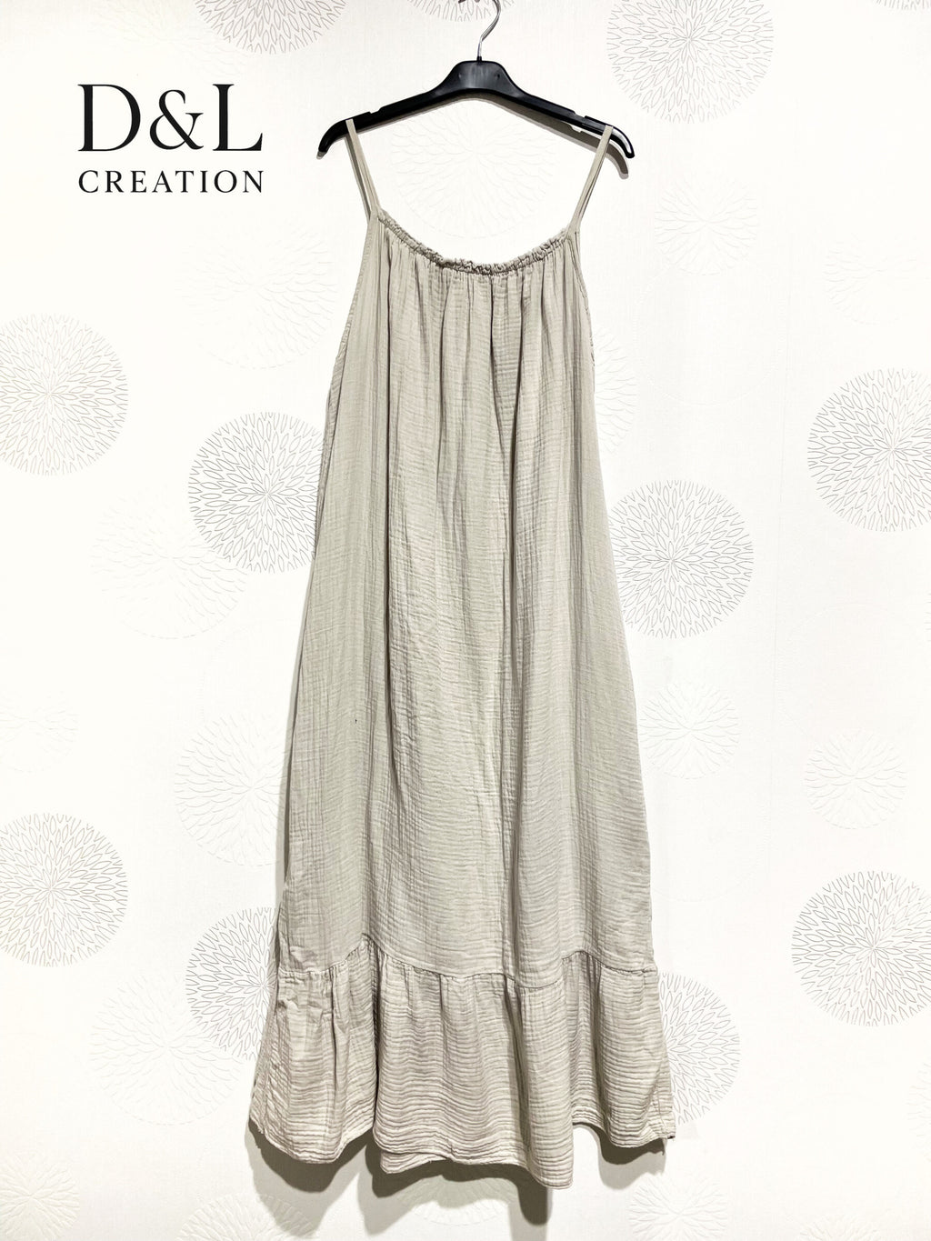 Plus Size Long double cotton gauze dress with fine straps T40 to T52