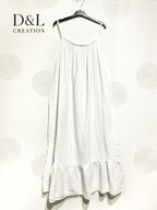 Plus Size Long double cotton gauze dress with fine straps T40 to T52