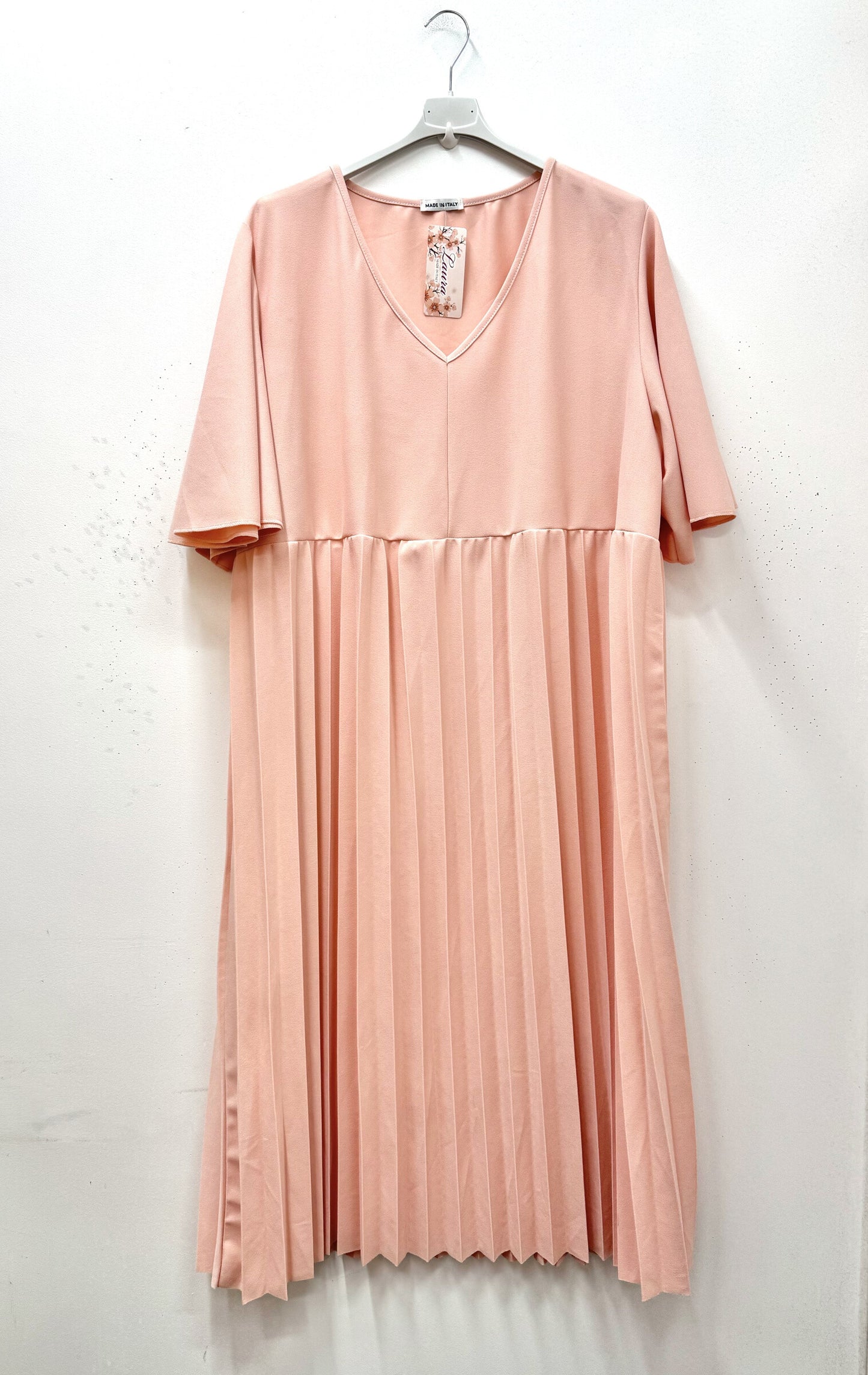 Plus Size Long pleated dress in scuba crepe