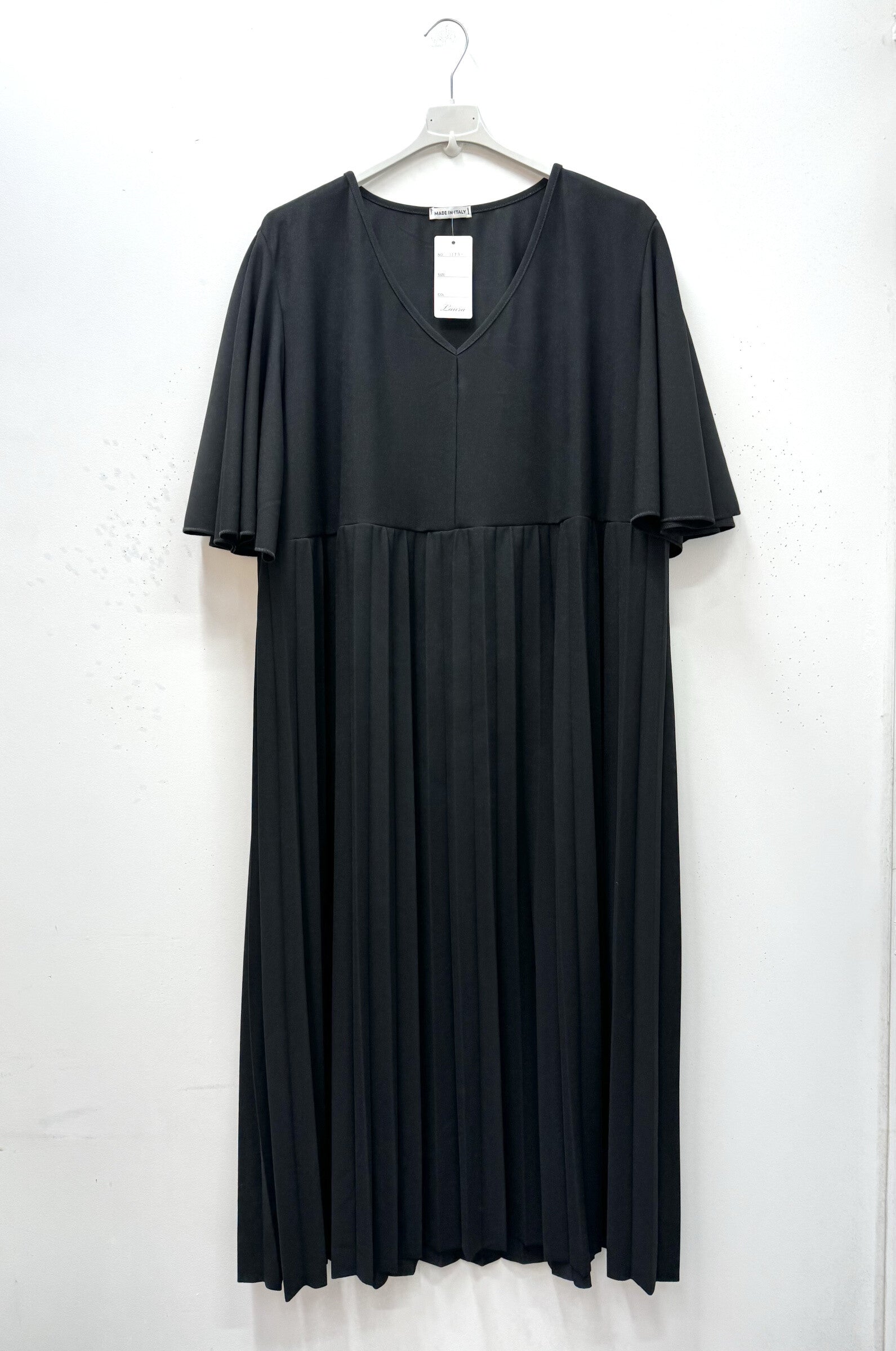 Plus Size Long pleated dress in scuba crepe