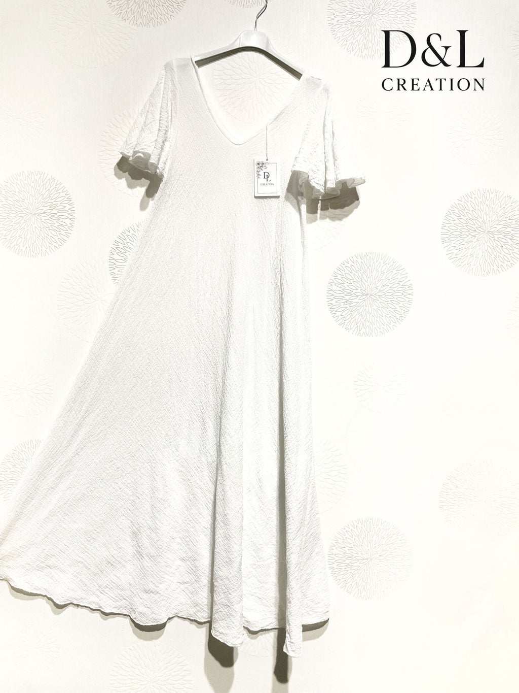 Plus Size Long flared waffled cotton dress size 38 to 52