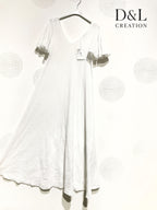 Plus Size Long flared waffled cotton dress size 38 to 52