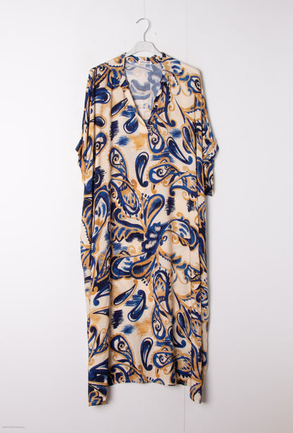Plus Size Long fluid paisley print dress