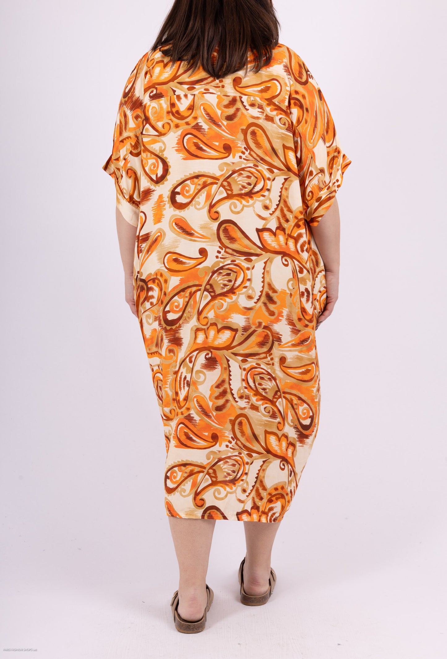 Plus Size Long Fluid Paisley Print Dress