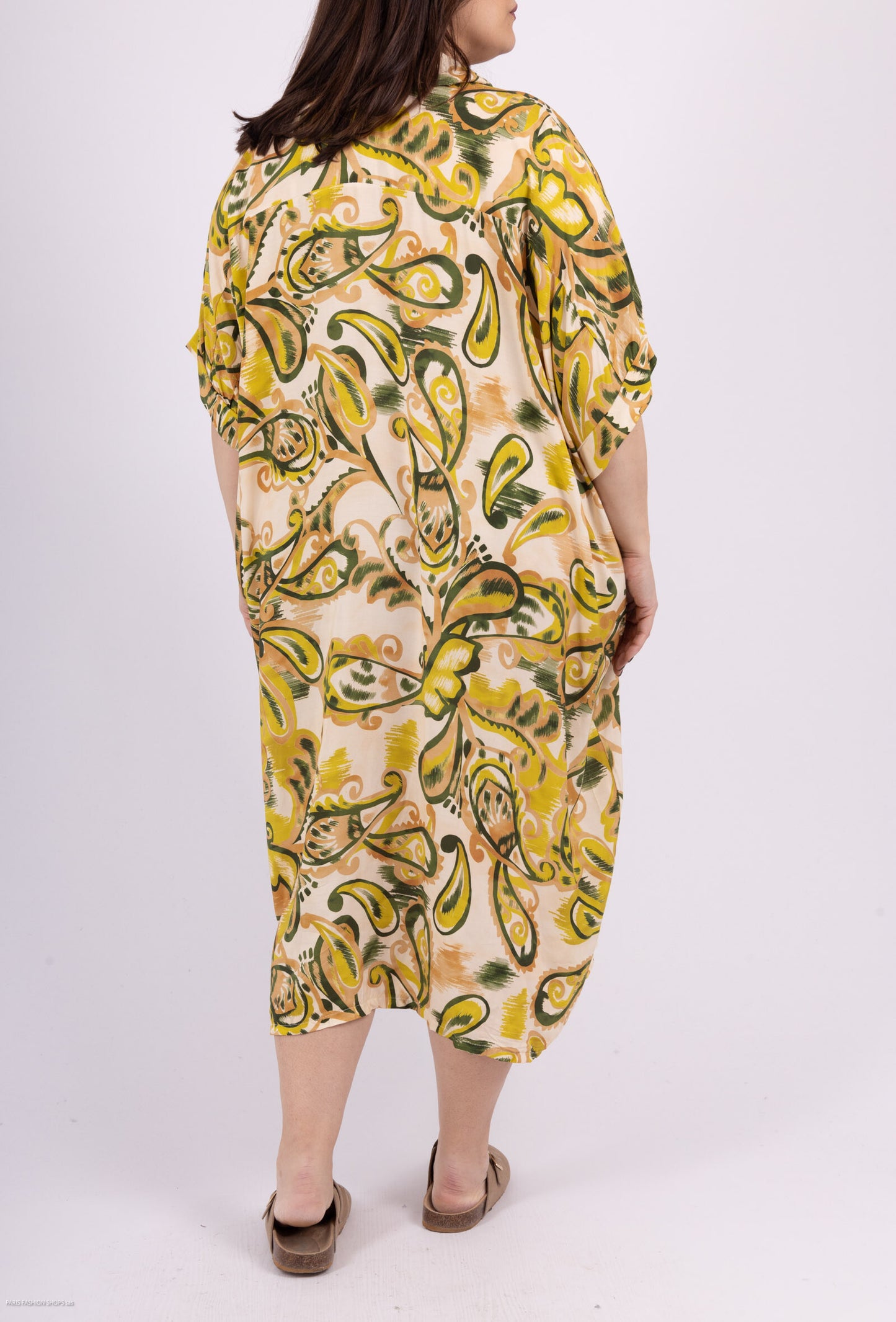 Plus Size Long Fluid Paisley Print Dress