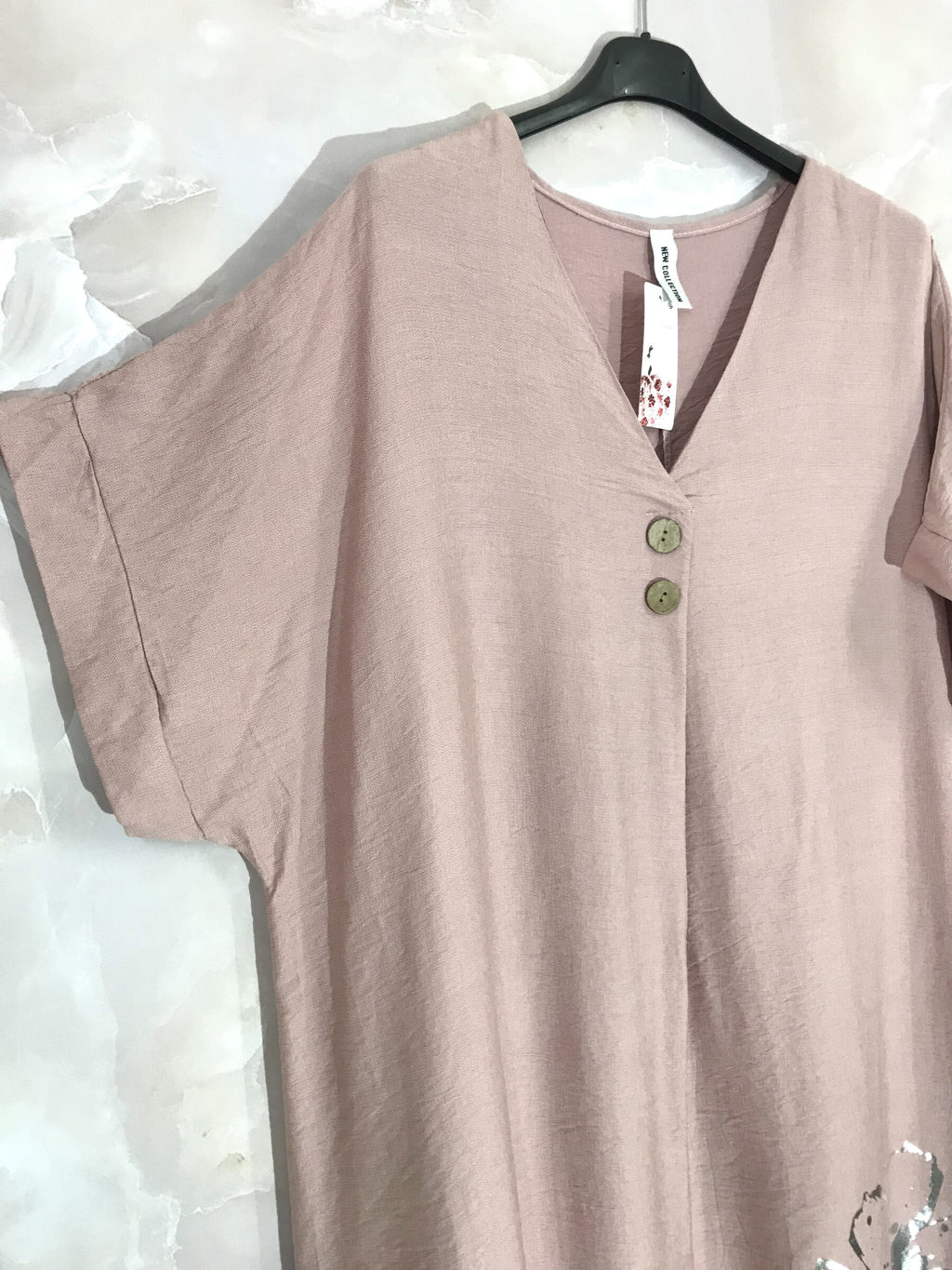 Plus Size Långklänning med Korta Ärmar och Silverblomma