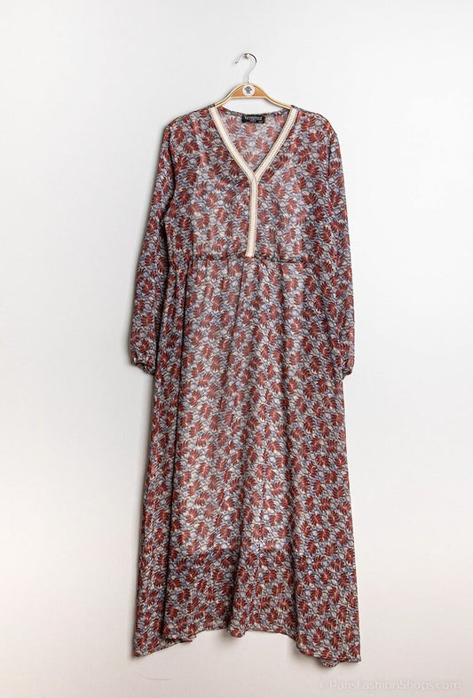 Plus Size Långtryckt Klänning