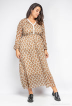 Plus Size Långtryckt Klänning