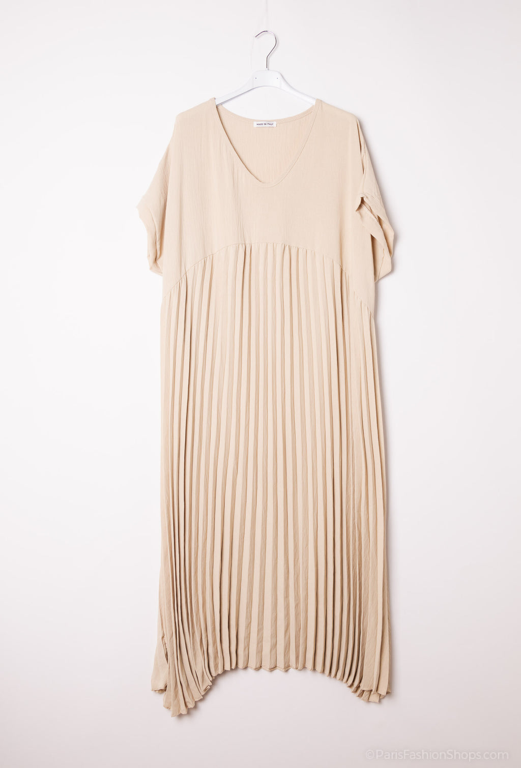 Plus Size Plisserad Långklänning i Viskos Crepe