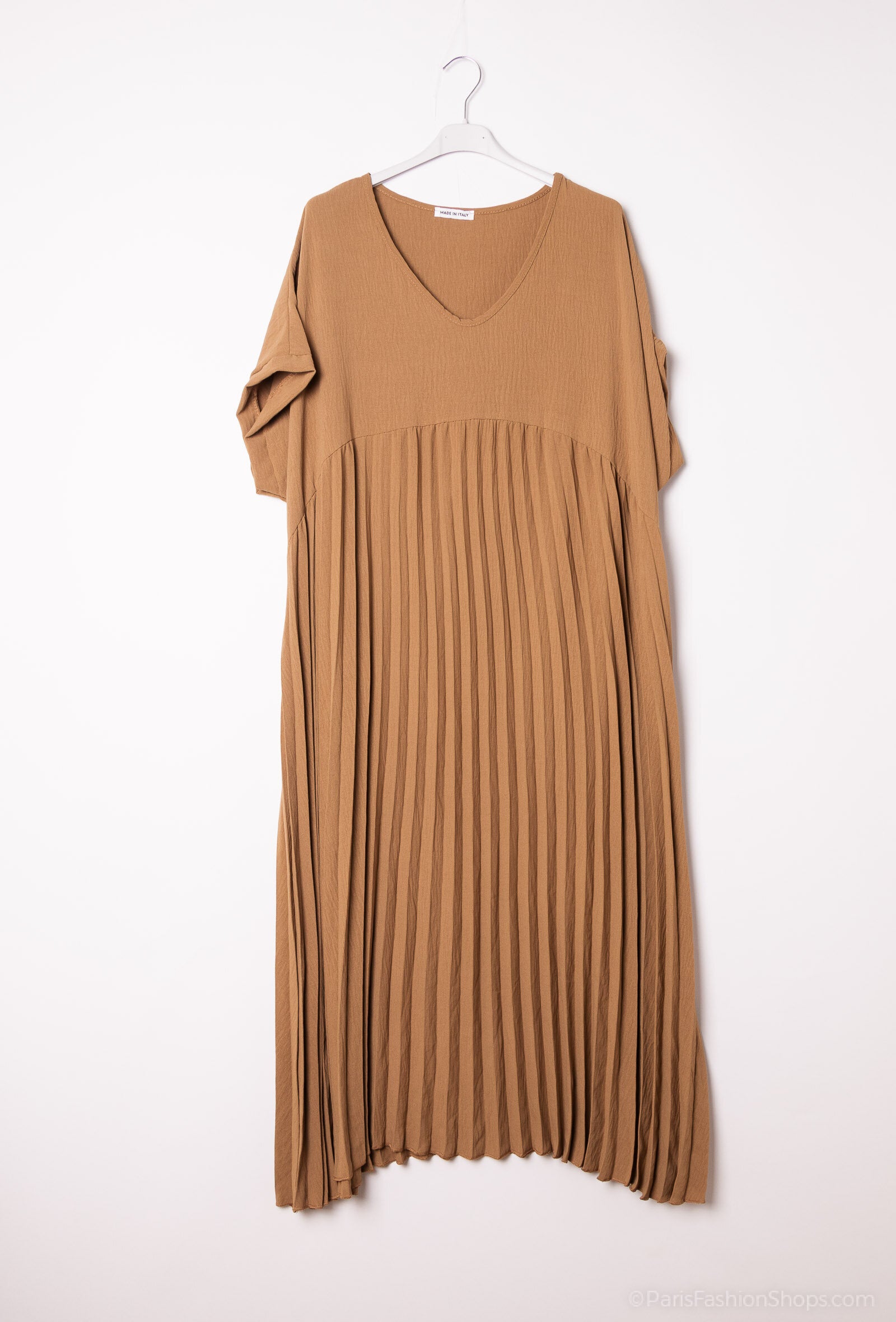 Plus Size Plisserad Långklänning i Viskos Crepe