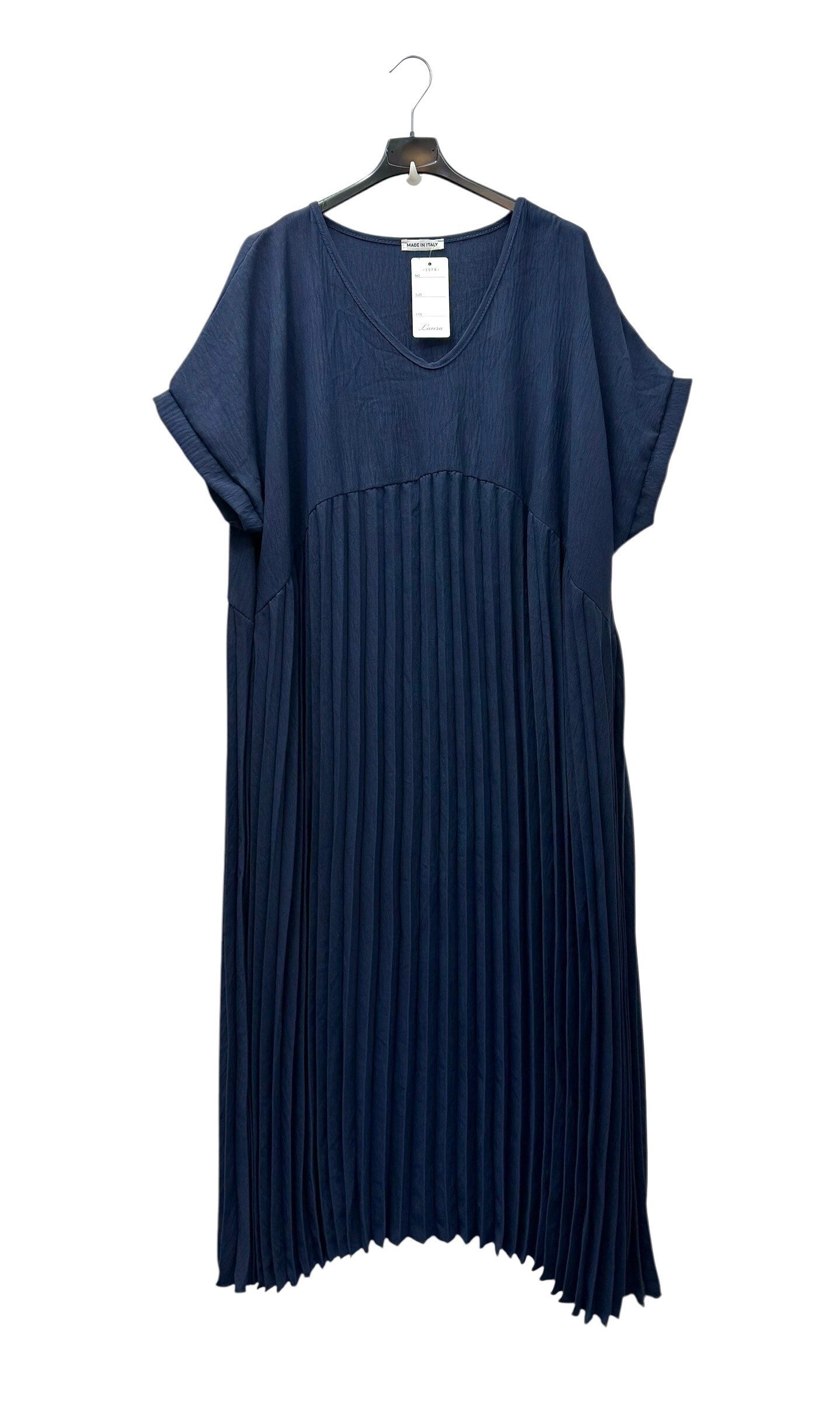 Plus Size Pleated long dress in viscose crepe