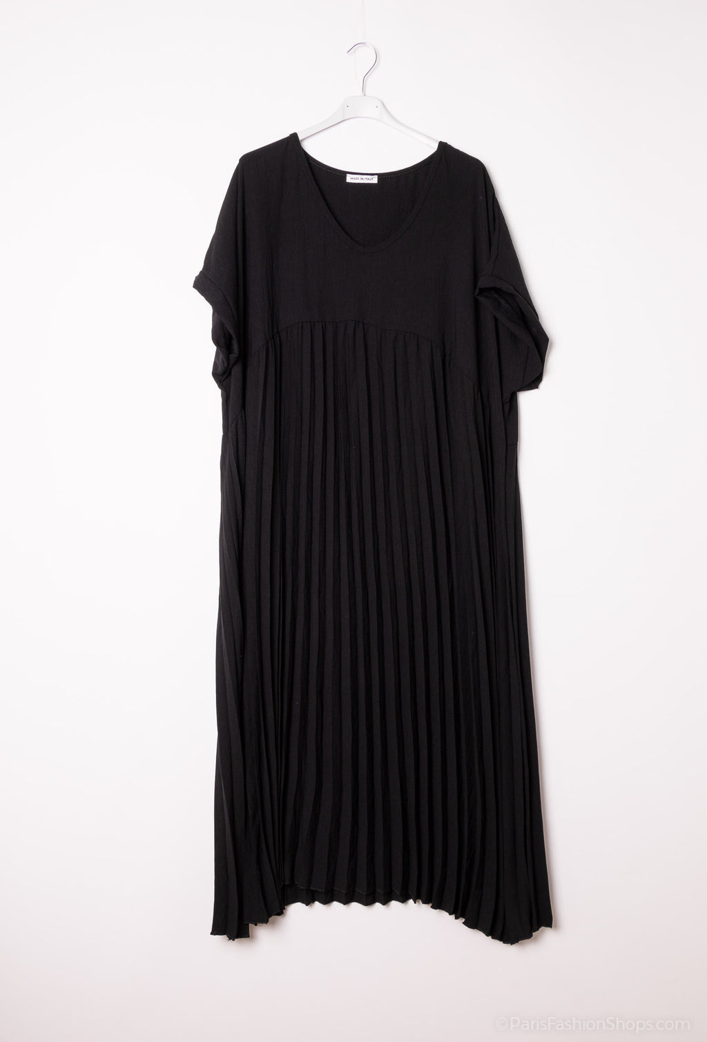 Plus Size Pleated long dress in viscose crepe