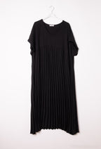 Plus Size Pleated long dress in viscose crepe