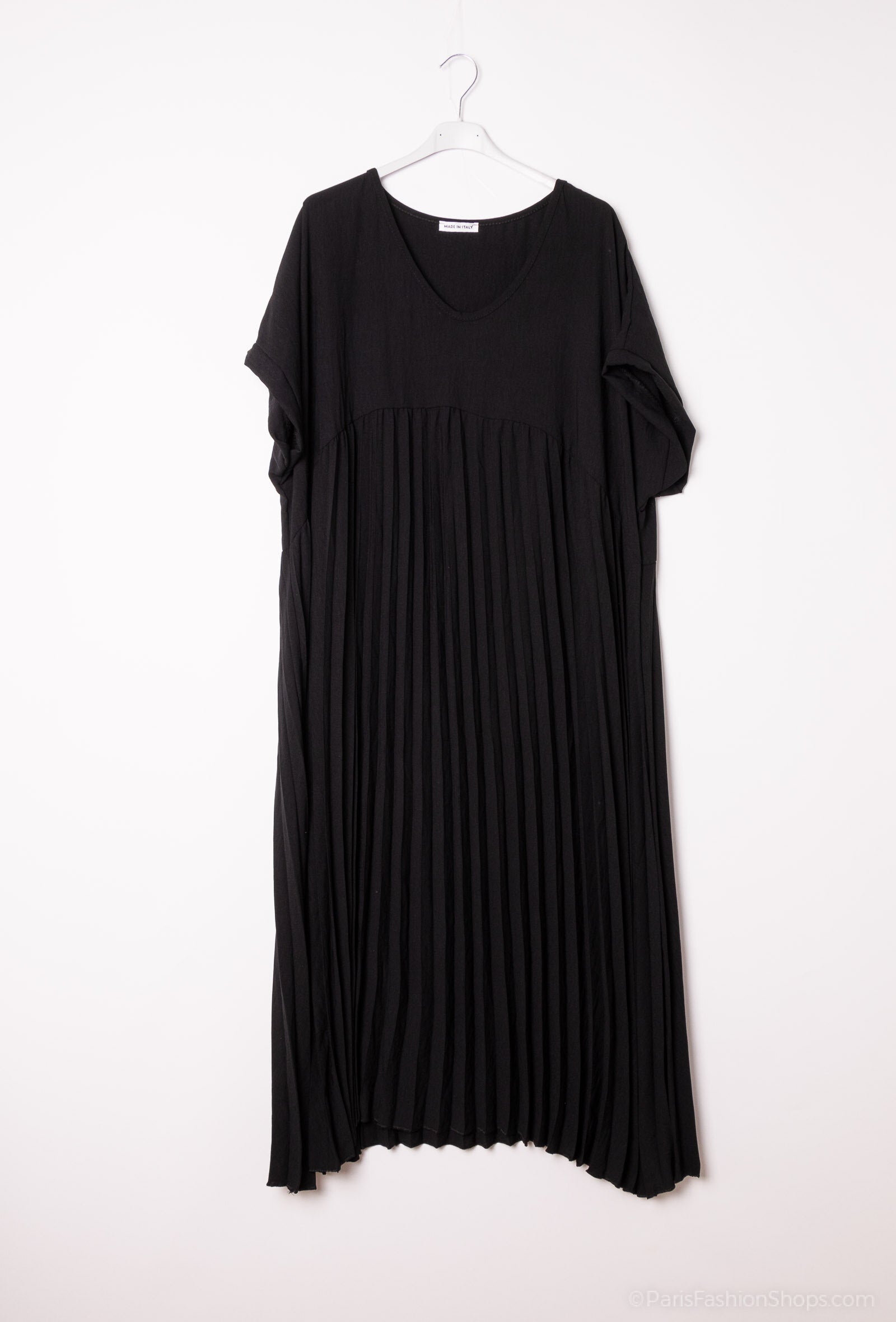 Plus Size Pleated long dress in viscose crepe