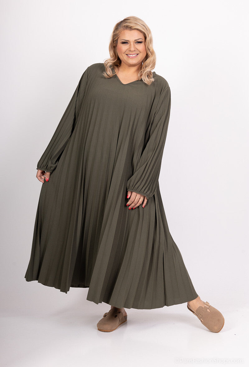 Plus Size Long pleated scuba crepe dress
