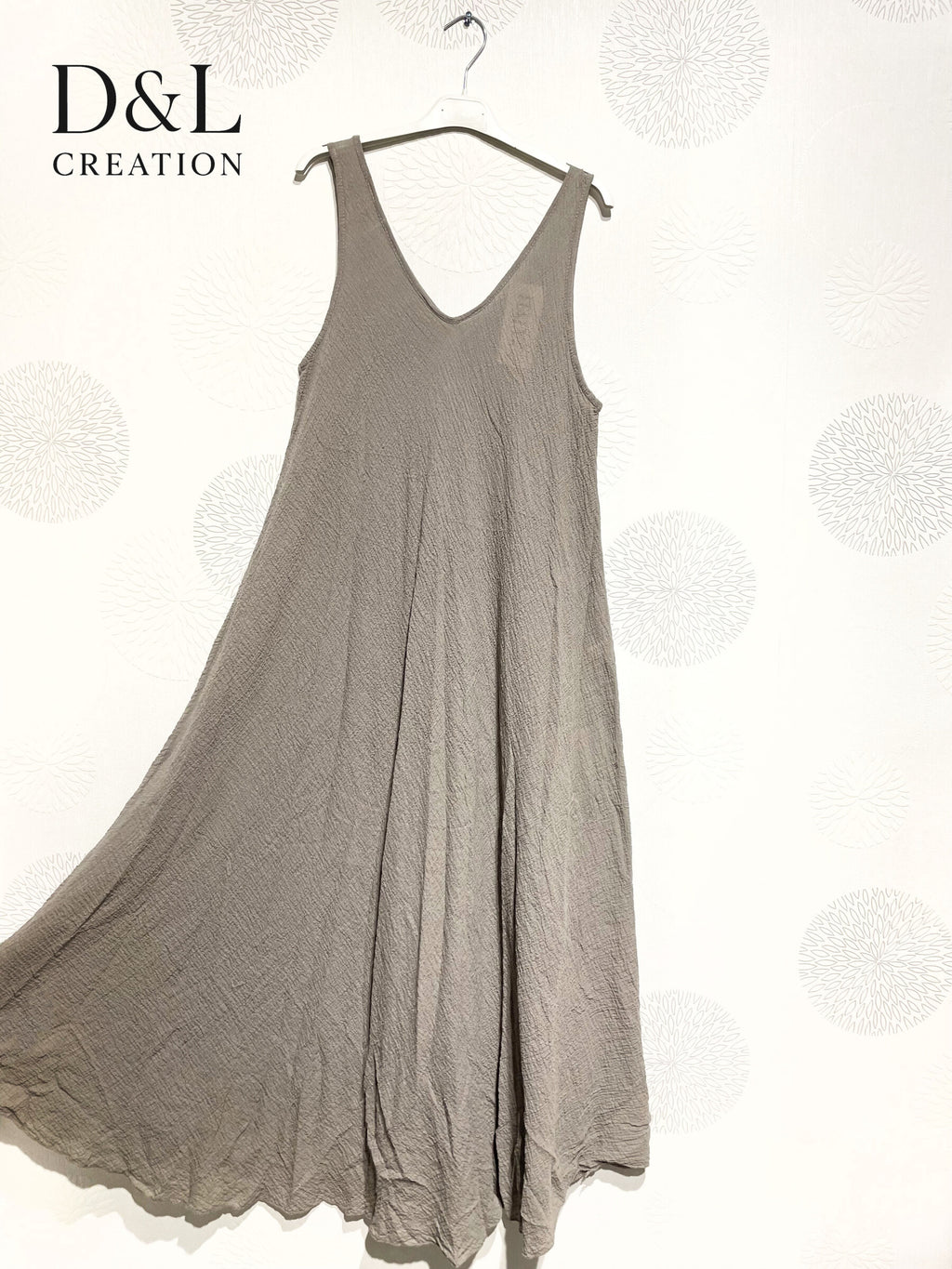 Plus Size Long sleeveless dress V -neck in Waze Ultra Stretch T40 Wady Cotton at T50