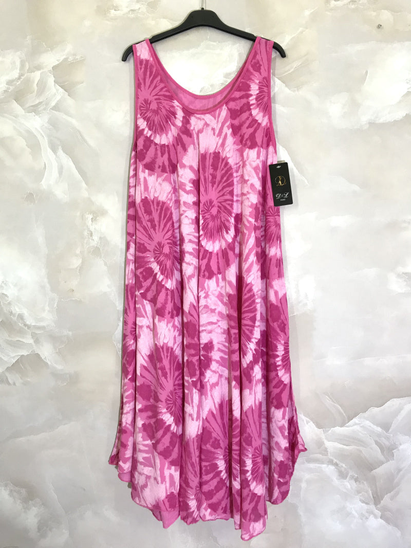 Plus Size Lång ärmlös klänning med tie-dye-mönster
