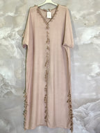 Plus Size Long plain dress with short sleeves and pompoms