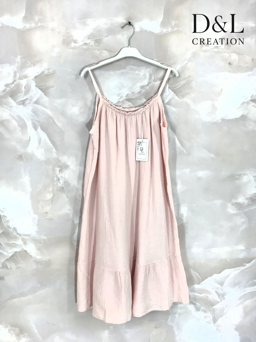 Plus Size Mid-length Dress i Dubbel Bomullsgaze