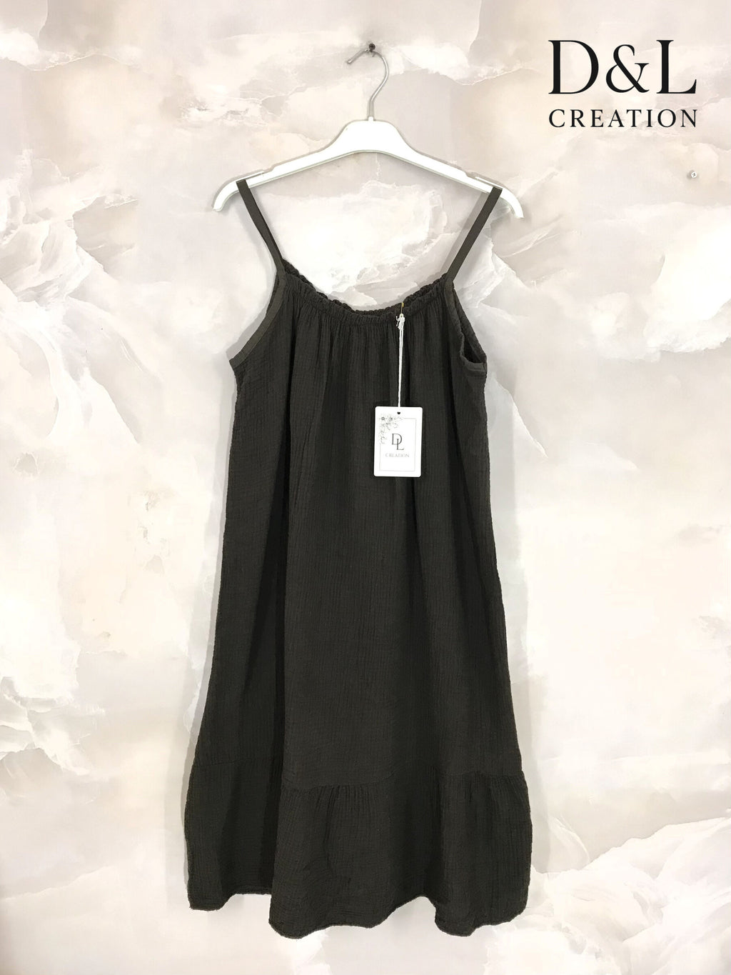 Plus Size Mid-length Dress i Dubbel Bomullsgaze