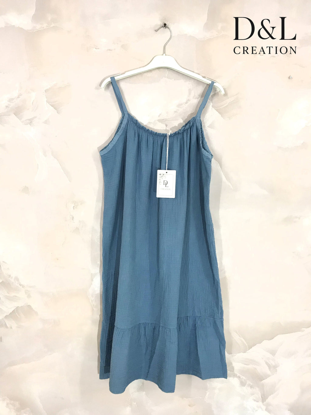 Plus Size Mid-length Dress i Dubbel Bomullsgaze